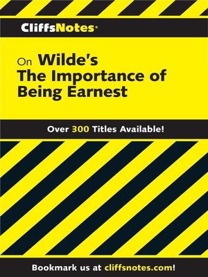 cover image of CliffsNotes on Wilde's the Importance of Being Earnest